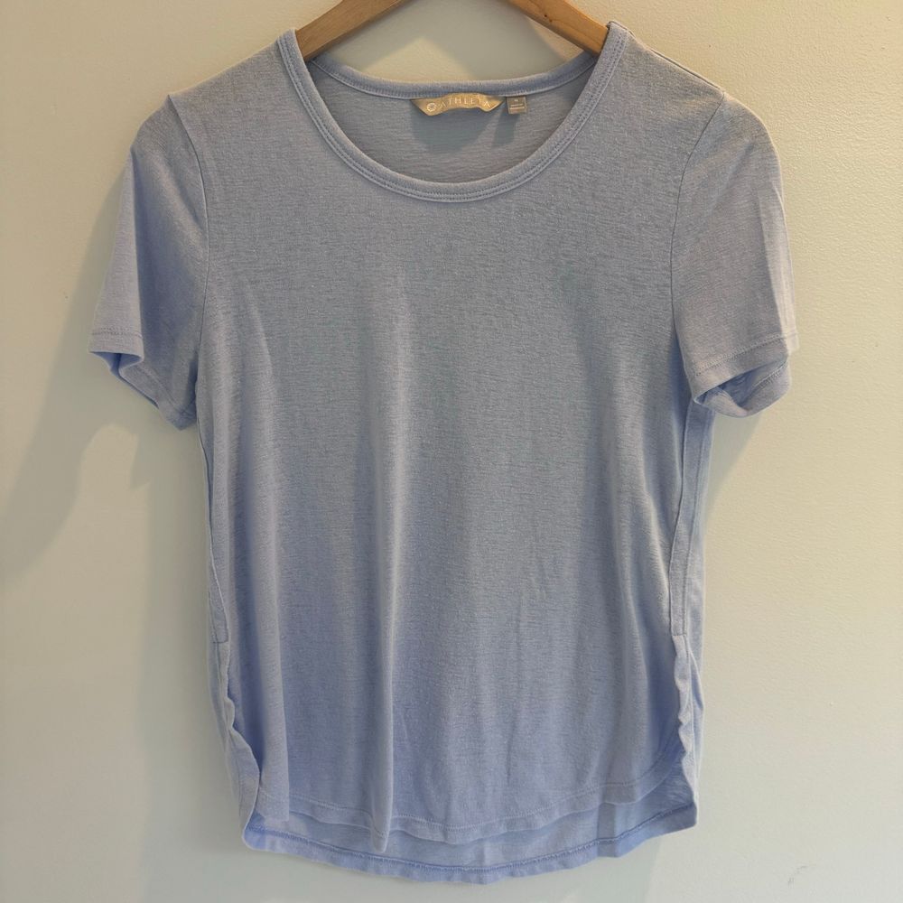 Athleta Women's Breezy Pullover Short Sleeve Blue Crewneck Tee Shirt Size Small - Picture 3 of 8